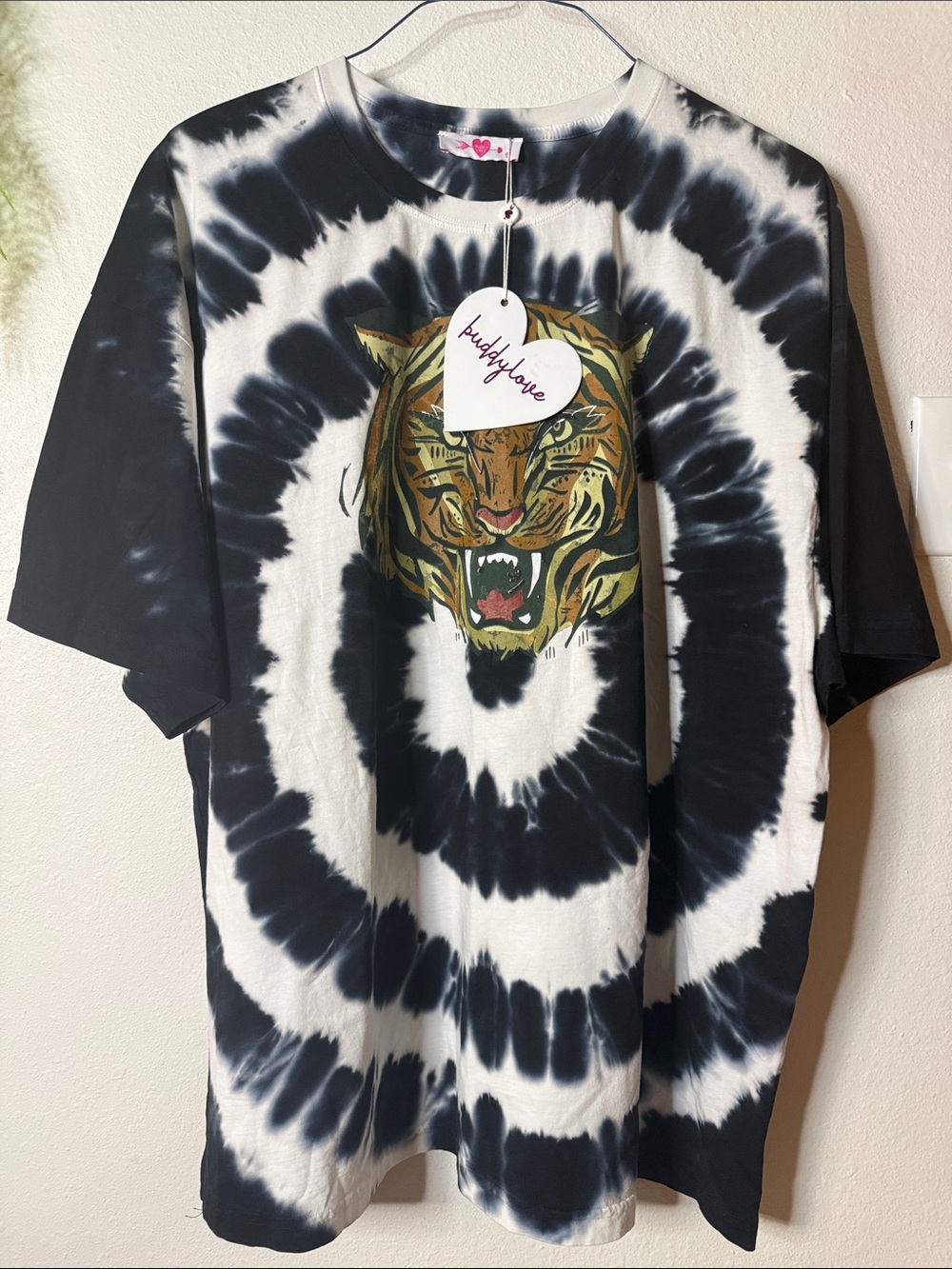 Buddy Love Serena Black & White Tie-Dye Tee with Tiger Graphic